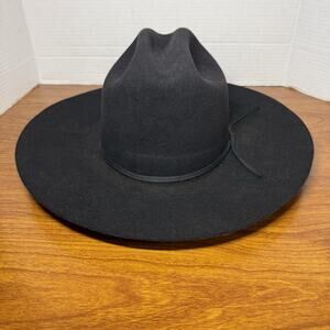Vintage 5 X Sams Premium Fur Felt Western Cowboy Black 7 1/4